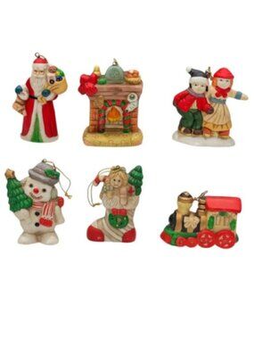 Retro Christmas Villagers Tree Ornaments Set of 6